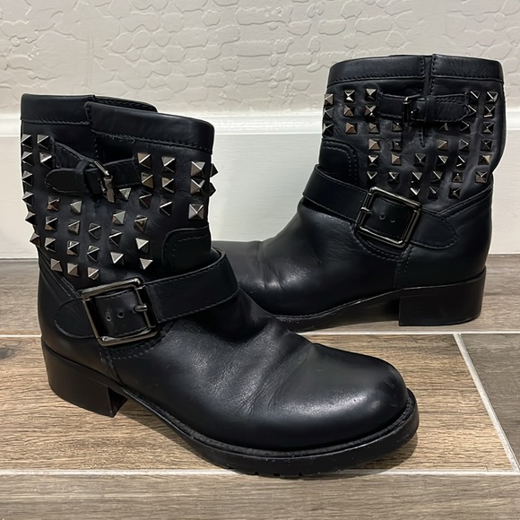 Valentino Black Combat Boots with Silver Studs - Picture 2 of 11